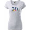 Kvetinové číslo kreslené - 50 - Dámske tričko Pure - 3XL ( Svetlosivý melír )