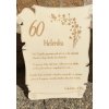Gratulačná tabuľa k jubileu - Text ako na foto (zmena základných údajov) 3883