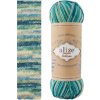 Alize Superwash Artisan 9001 - zelená, modrá, béžová (ponožková, samovzorovacia, 75% vlna)