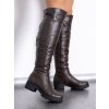 Dámske vysoké kožené čižmy nad kolená –BARSA čokoládové, VEĽKOSŤ OBUV 40