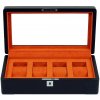 Rothenschild RS-3420-4-BL-ORA box na hodinky černý s oranžovým sametem