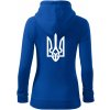 Ukrajina trojzubec veľký - Mikina dámska trendy zipper s kapucňou - XL ( Kráľovská modrá )
