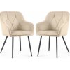 Sada dvoch jedálenských stoličiek DIAMANT zamatové, béžové / čierne nohy (2 ks)