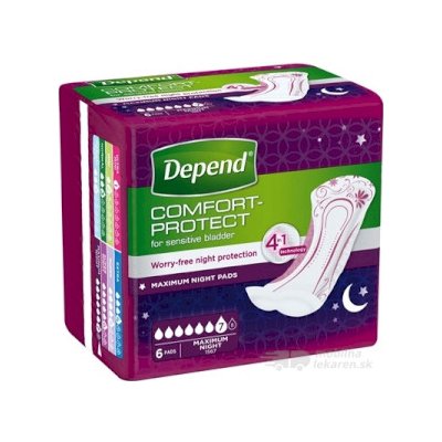 DEPEND MAXIMUM inkontinenčné vložky pre ženy, 12,5x34 cm, savosť 953 ml, 1x6 ks