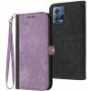 Peňaženkové kožené puzdro Double Fold na Motorola Edge 30 Fusion - Fialová