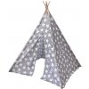 Sivý teepee stan pre deti s motívom hviezd 110 cm x 140cm