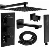 Mexen Cube DR02 podomietkový vaňový a sprchový set s hlavovou sprchou 30x30 cm (7v1), čierna, 77503DR0230-70