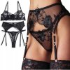 SEXI SET DÁMSKE SPODNÉ BIELIZEŇ SEXI ČIPKOVÉ ČIERNE TANGA SET M