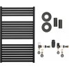 CERANO - Kúpeľňový radiátorový set Vincenzo - ústredné vykurovanie - bočné pripojenie - 400W - čierna matná - 970x600 mm CER-663523