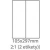 Print etikety 105x297 mm biele 2ks (Print etikety 105x297 mm, biele, 2ks/A4, 100 A4/bal)