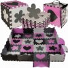 ISO Kontrastné penové puzzle 30 x 30 cm 36 ks čierno šedo bielo ružové