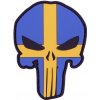 Gumová nášivka 101 Inc vlajka Punisher Head Švédsko - farebná