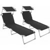 tectake 400683 2 plážové ležadlá 4-polohové - čierna