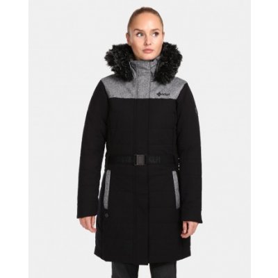 Kilpi Ketrina-W černá UL0129KIBLK dámský voděodolný zimní kabát s kožešinou s páskem 10000 38