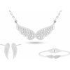 Biju Set z chirurgickej ocele anjelské krídla, retiazka + náušnice + náramok so zirkónmi a perleťou 217