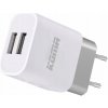 KOMA Nabíjačka do siete univerzálna, 2x USB, 2.1A, 10W, biela