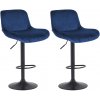 Sada 2 barových stoličiek Solon velvet, modrá