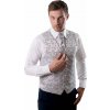 Svadobná vesta s viazankou a vreckovkou lesklý vzor biela