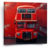 Sablio Obraz Červený poschodový autobus Vlajka - 50x50 cm