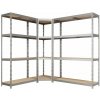 Majster Regál Kovový regál CORNER BUDGET PACK 180x160x190x40 cm, 4x HDF polica, zinok, Zinok