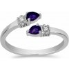 Nefertitis Prsteň strieborný s africkým ametystom a zirkónmi Ag 925 016430 AFAM - 62 mm (US 10) 2,1 g
