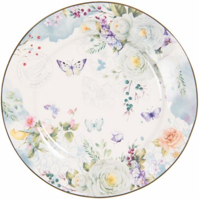 Clayre & Eef Porcelánový dezertný tanier Butterfly - Ø 19*2 cm