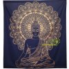 Dvojlôžková bavlnená prikrývka + Záves na Stenu, Buddha, modro-zlatá