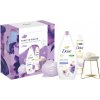 Dove Time To Relax Well-Being Collection sprchovací gél Anti-stress 250 ml + tuhé mydlo Relaxing Bar Soap 90 g + antiperspirant Advanced Care Helps Restore 150 ml + arómalampa