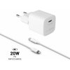 Fixed Mini set nabíjačky s USB-C/Lightning káblom, podpora PD, 1m, MFI, 20W, biela FIXC20M-CL-WH