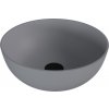 Polysan BANERA ROUND umývadlo na dosku, liaty mramor, priemer 39cm, šedá mat 14337.31