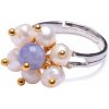 Nefertitis Akvamarín s perlami elegantný prsteň nastaviteľná veľkosť NF24478 - 52 - 59 mm (US 6 - 9,5)