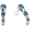 Šperky eshop - Piercing do tragusu z ocele, zahnutý pás, akvamarínové zirkóny R14.3