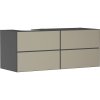 HANSGROHE Xevolos E závesná skrinka pre lakovanú dosku so zápustným umývadlom vľavo, 4 zásuvky PushOpen, 1370 x 550 x 555 mm, bridlicová matná sivá/štruktúrovaný bronz, 54238390