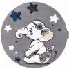 Najkoberce PETIT ELEPHANT SLONÍK HVIEZDY kruh sivý 120 cm kruh