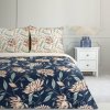 Takoy Obliečky 140x200 cm bavlnené farba námornícka modrá, svetlobéžová s kvetinovým vzorom NIKA 49-HF-451816 | 140 x 200 cm, 70 x 80 cm