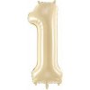 PartyDeco Fóliový balón narodeninové číslo 1 béžový 72 cm