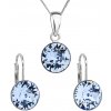 MSPERK Sada šperkov s krištáľmi Swarovski náušnice, retiazka a prívesok modré okrúhle Ag 925/1000