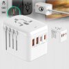 Univerzálny cestovný adaptér 2 USB QC18W a 2 USB C PD20W, biely