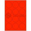 Labelea Samolepiace etikety kruh 60x60 mm signálne farebné papierové, na hárku A4, pre laserovú tlač, Farba etikiet Signálna červená, Počet hárkov v balení 100 EPY999060SR012S
