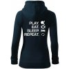 Stolný tenis - eat sleep - Mikina dámska trendy zipper s kapucňou - M ( Tmavomodrá (takmer čierna) )