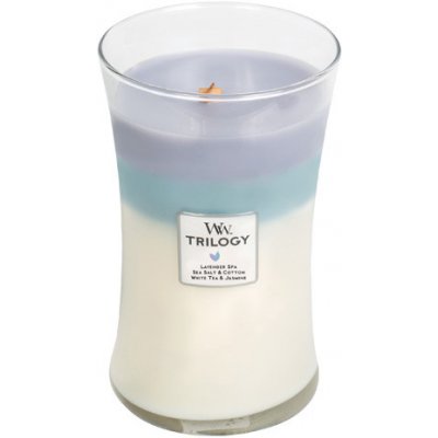 WoodWick Trilogy Lavender Spa, Sea Salt & Cotton, White Tea & Jasmine 609,5g