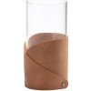 Váza FOLD NUPO 15 cm, prírodné, koža / sklo, LIND DNA