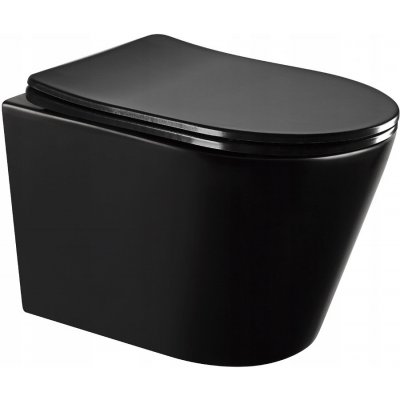 MEXEN/S - Rico Závesná WC misa Rimless vrátane sedátka s slow-slim, Duroplast, čierna mat - 30721085 30721085