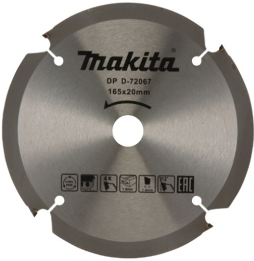 MAKITA D-72067 Kotúč pílový D 165 x 20 mm na vláknocementové dosky 4 PCD zuby 1.8 mm