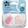 Tommee Tippee cumlík symetrický silikón Night 2 ks ružová/modra