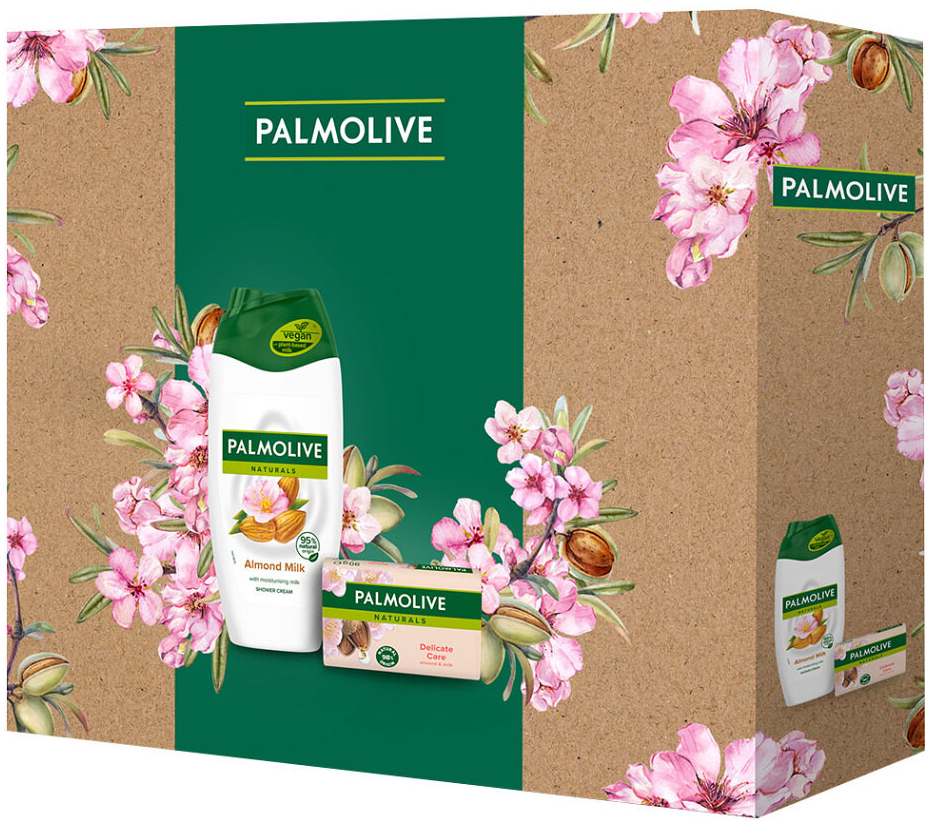 PALMOLIVE Naturals Almond Set Duo darčeková sada sprchový gél 250 ml + tuhé mydlo 90 g