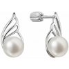 Strieborné náušnice kôstky s riečnou perlou bielej 21093.1B