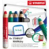 STABILO MARKdry - 4er Pack mit Spitzer und Abwischtuch - in vier verschiedenen Farben