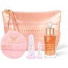 Crystallove Set Pink Rose Quartz Shimmer Serum upokojujúce a vyživujúce pleťové sérum 30 ml + Crystallove Makeup Remover Reusable prateľné odličovacie tampóny 1 ks + masážna pomôcka na tvár 2x2 ks + k