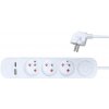 Solight | Solight PP111USBC - Predlžovací kábel s vypínačom 3Z + 2xUSB 2m biela | SL1381